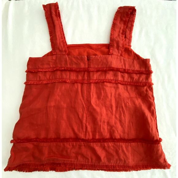 Womens JCrew Red Linen Frayed Hem Sleeveless Blouse Size 6 - Picture 5 of 5
